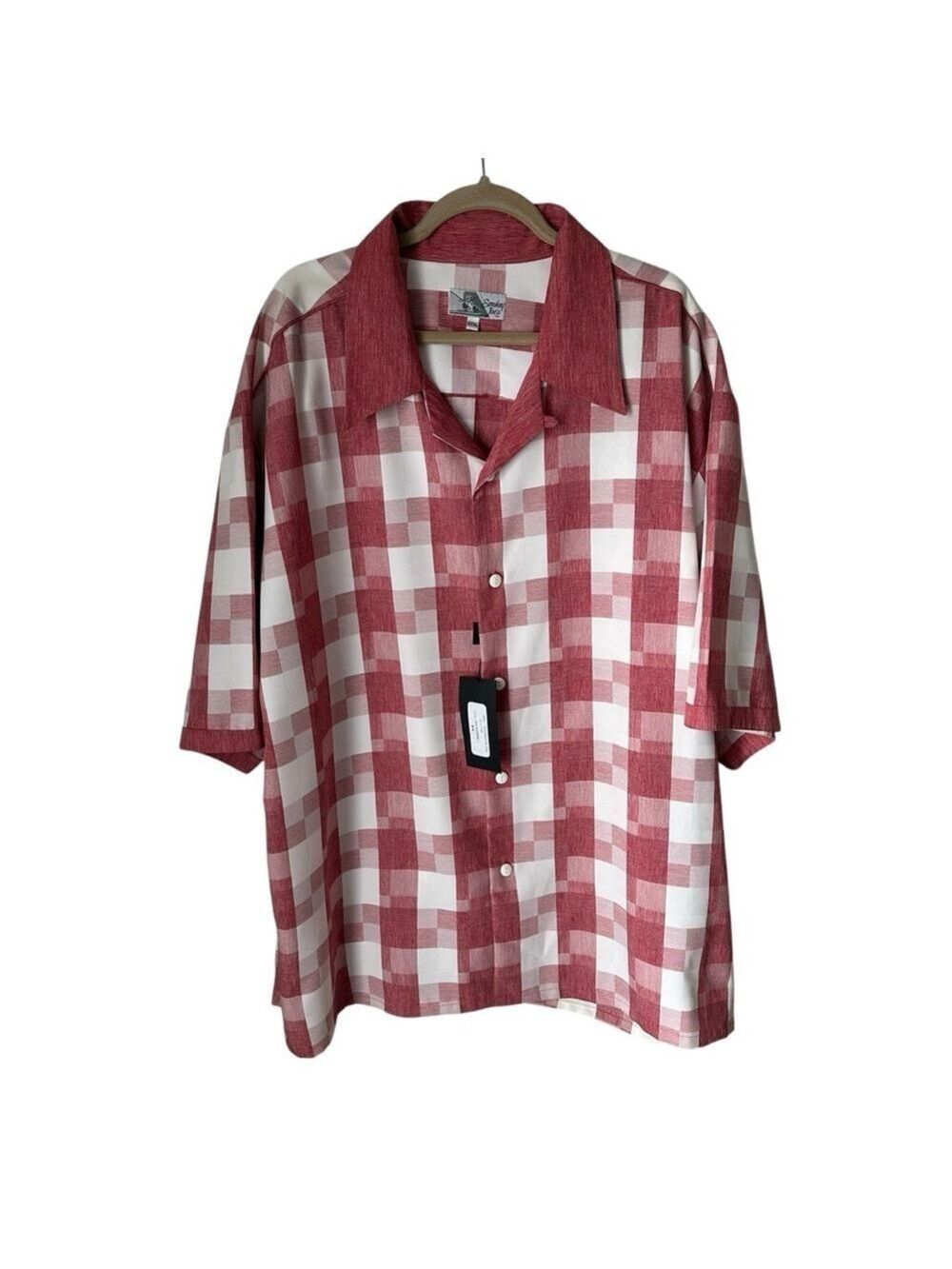 Smokey Joe’s 30 Formula One Red & White Plaid Short Sleeve Button Down XXXL New